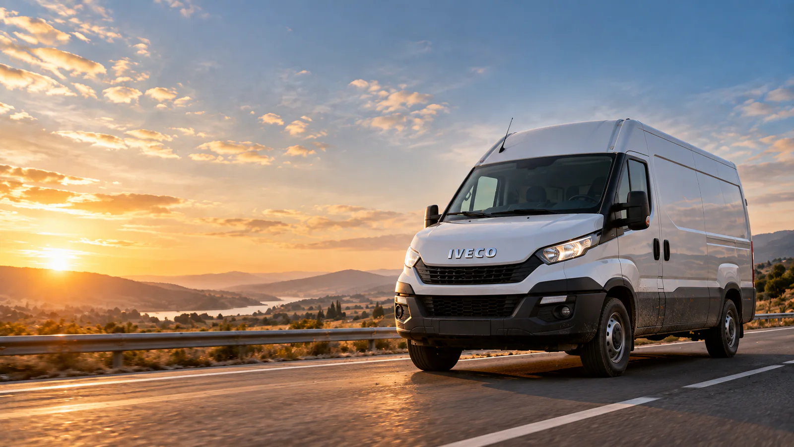 Bus Iveco Daily w trasie — zastosowanie kamer w pojeździe dostawczym